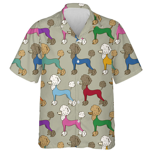 Funny Cartoon Colorful Poodle Dogs Hippie Hawaiian Shirt, Hawaiian Shirt Gift, Christmas Gift