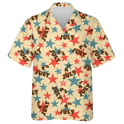 Majestic Beige Background With American Stars For 4th July Hawaiian Shirt, Hawaiian Shirt Gift, Christmas Gift