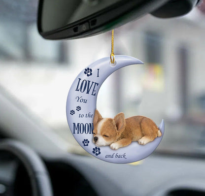 Chihuahua Moon and Back 2 sides Ornament, Happy Christmas Ornament, Christmas Gift, Christmas Decoration