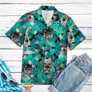 Amazing Schnauzer Tropical Jungle Design Hawaiian Shirt, Hawaiian For Gift