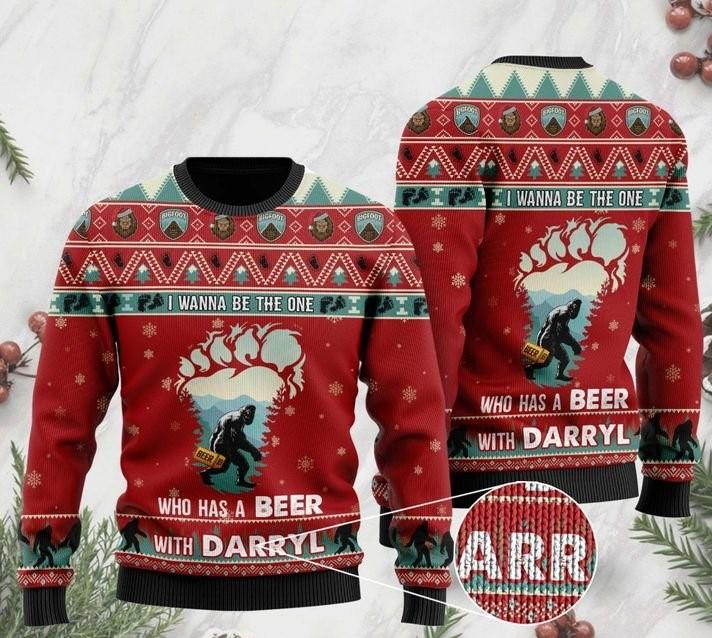 Bigfoot I Wanna Be The One Who Has A Beer With Darryl Ugly Christmas Sweater,Christmas Ugly Sweater,Christmas Gift,Gift Christmas 2022