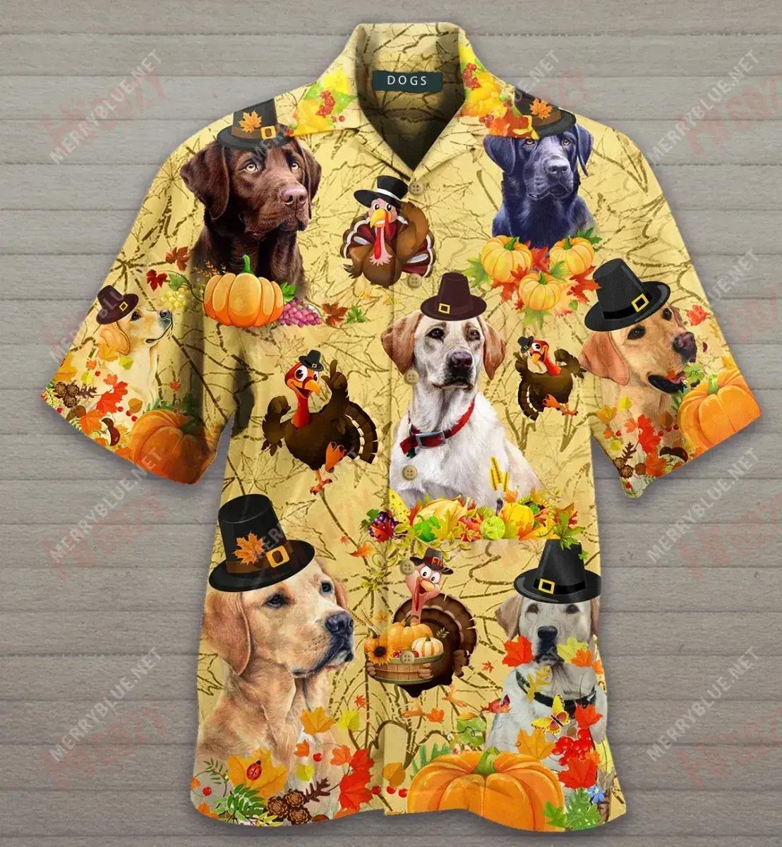 Thanksgiving With Labrador Retriever Short Hawaiian Shirt Summer Tropical Shirts Best Hawaiian Shirts Hawaiian Shirts For Women, Hawaiian Shirt Gift, Christmas Gift