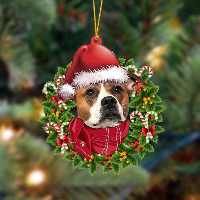 American Bulldog 1-Xmas Bandana Hanging Christmas Plastic Hanging Ornament, Christmas Ornament Gift, Christmas Gift, Christmas Decoration