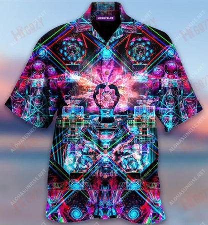 Kaleidoscope Glass Colorful Lazer Unisex Hawaiian Shirt Vacation Short Sleeve Tactical Hawaiian Shirt Hawaiian Shirts For Women, Hawaiian Shirt Gift, Christmas Gift