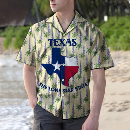 The Lone Star State Texas Map Flag Pattern Hawaiian Shirt, Hawaiian Shirt Gift, Christmas Gift