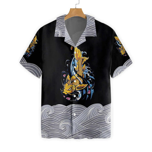 Royal Golden Koi Fish On Waves Hawaiian Shirt,Hawaiian Shirt Gift, Christmas Gift