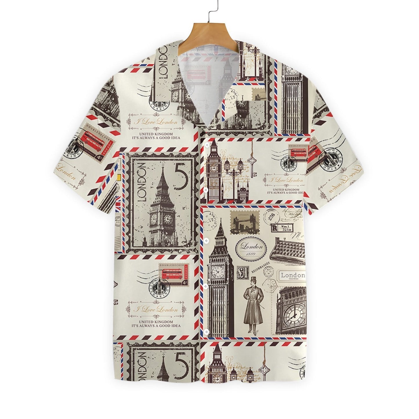 Vintage London Classic Pattern Pattern Hawaiian Shirt, Hwaiian For Gift