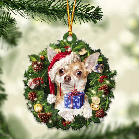 Chihuahua and Christmas gift for her gift for him gift for Chihuahua lover Christmas Plastic Hanging Ornament, Happy Christmas Ornament, Christmas Gift, Christmas Decoration