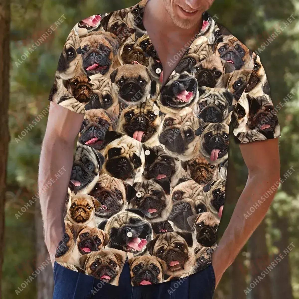 Pug Awesome - Short Sleeve Shirt Summer Hawaiian T Shirts Hawaiian Crazy Shirts Hawaiian Shirts For Women, Hawaiian Shirt Gift, Christmas Gift