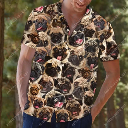 Pug Awesome - Short Sleeve Shirt Summer Hawaiian T Shirts Hawaiian Crazy Shirts Hawaiian Shirts For Women, Hawaiian Shirt Gift, Christmas Gift