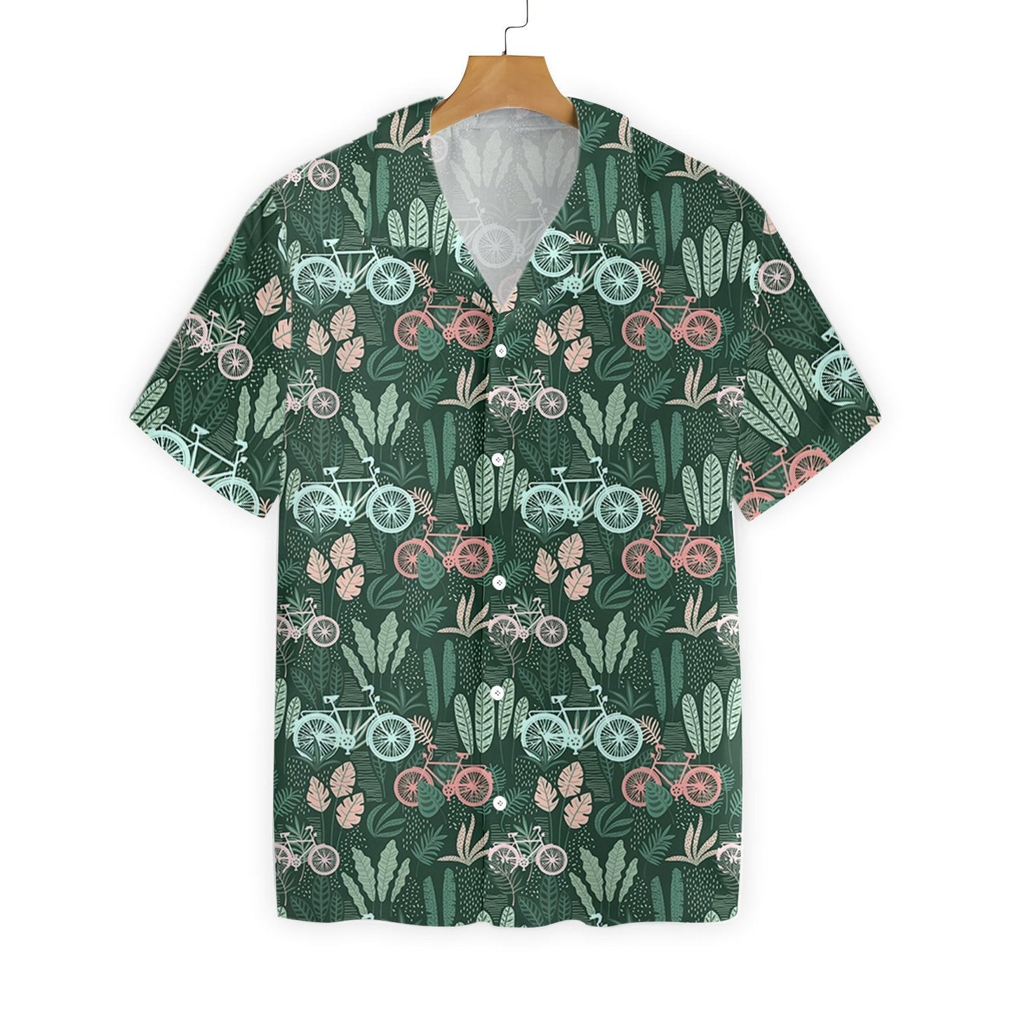 Cycling Tropical On Green Background Design Hawaiian Shirt,Hawaiian Shirt Gift, Christmas Gift