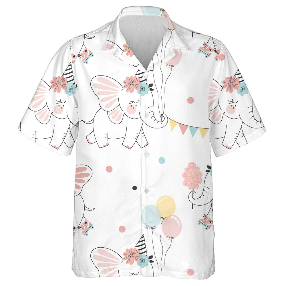 Fairy Elephant Roller Skating With Balloons And Flats Hawaiian Shirt, Hawaiian Shirt Gift, Christmas Gift