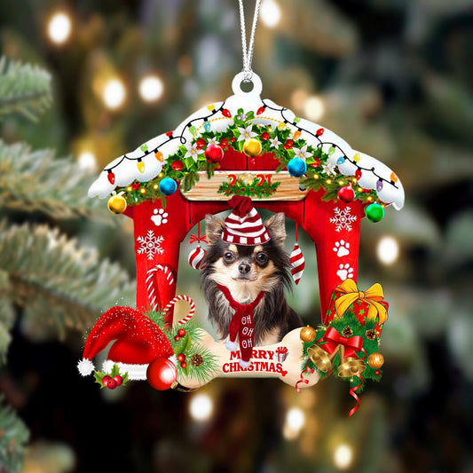Chihuahua-Christmas House Two Sided Christmas Plastic Hanging Ornament, Happy Christmas Ornament, Christmas Gift, Christmas Decoration