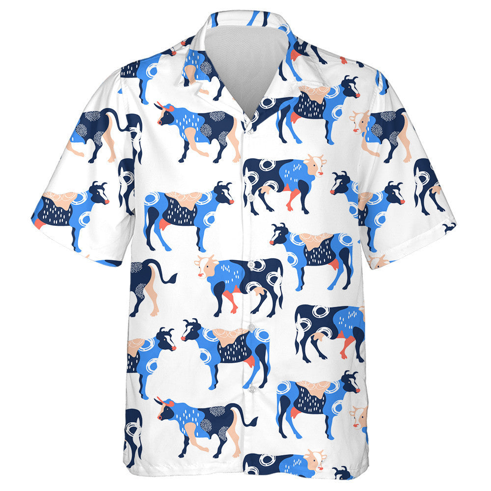 Valentine's Day Cute Cow Cartoon Doodle Style Hawaiian Shirt, Hawaiian Shirt Gift, Christmas Gift