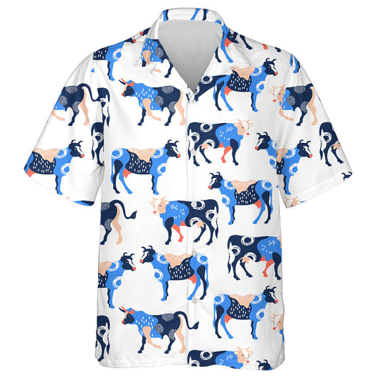 Valentine's Day Cute Cow Cartoon Doodle Style Hawaiian Shirt, Hawaiian Shirt Gift, Christmas Gift