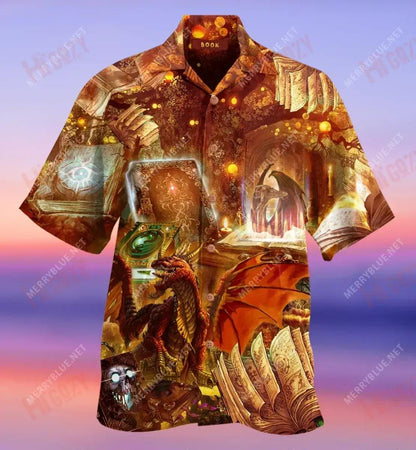 The Magical Dragon Books Short Short Sleeve Shirt Hobbies Hawaiian T Shirts Hawaiian Crazy Shirts Funny Hawaiian Shirts, Hawaiian Shirt Gift, Christmas Gift