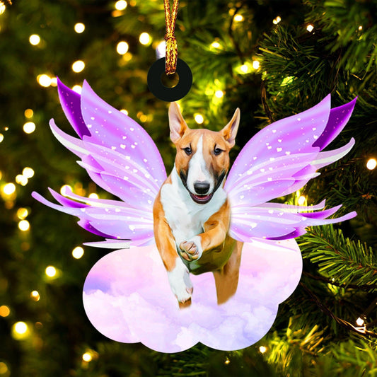 Bull Terrier and wings gift for her gift for him gift for Bull Terrier lover ornament, Happy Christmas Ornament, Christmas Gift, Christmas Decoration