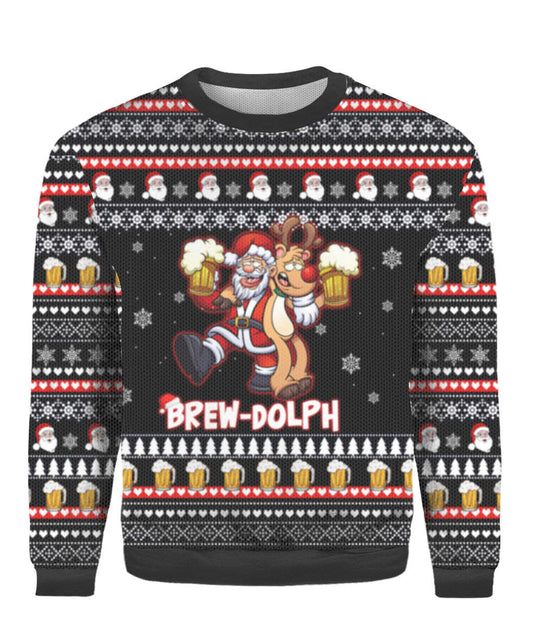 Brewdolph Reindeer Christmas Ugly Christmas Sweater, Christmas Ugly Sweater,Christmas Gift,Gift Christmas 2022
