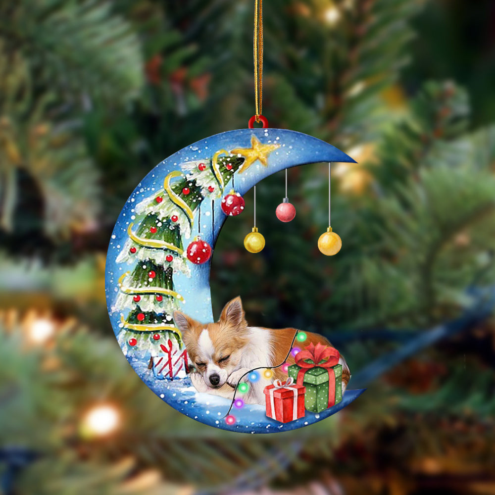 Chihuahua-Sleep On The Moon Christmas Two Sided Christmas Plastic Hanging Ornament, Christmas Gift, Christmas Decoration