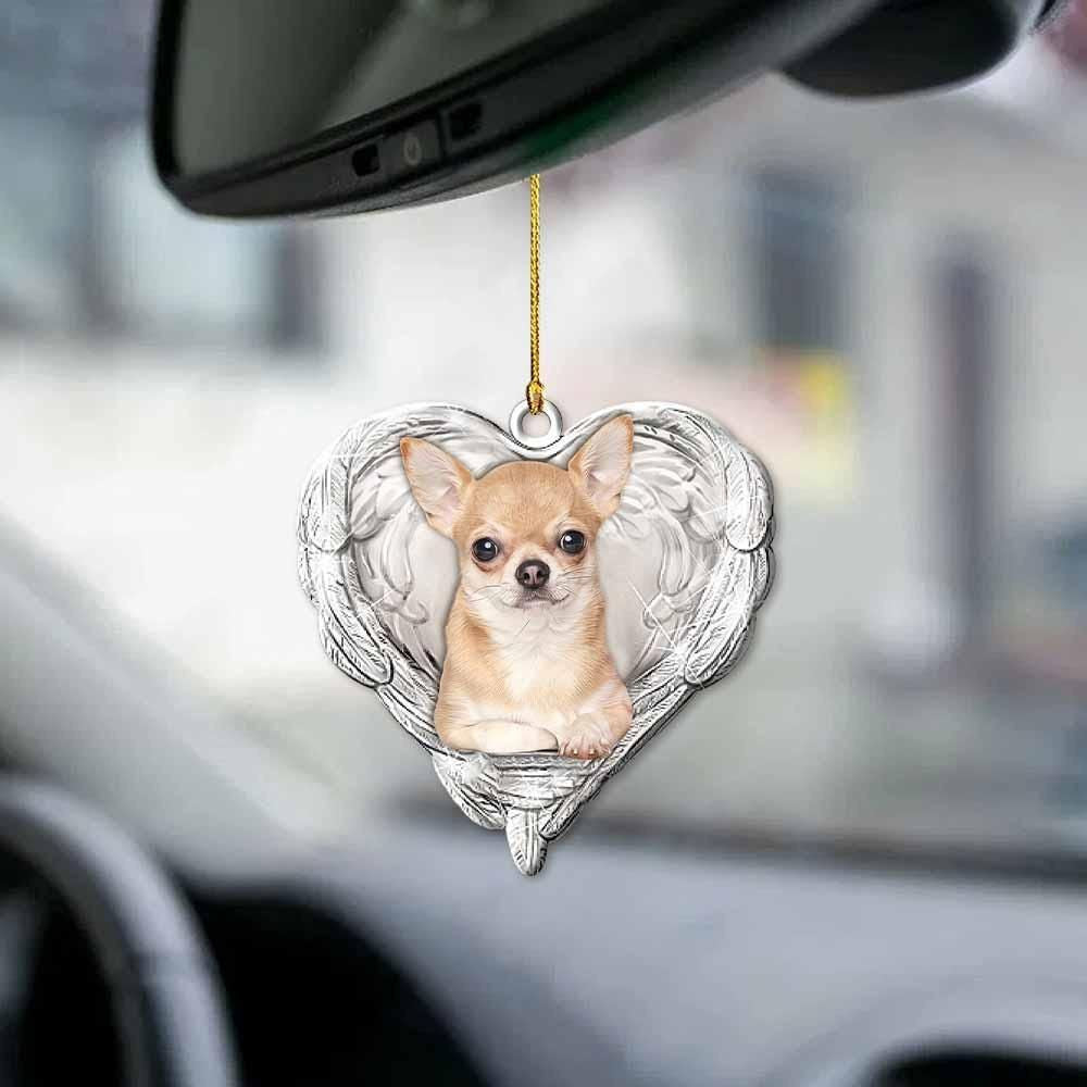 Chihuahua Heart Wing Angel Ornament, Happy Christmas Ornament, Christmas Gift, Christmas Decoration