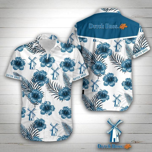 Dutch Bros Hawaiian Aloha Shirt Hawaiian Shorts Beach Short Sleeve, Hawaiian Shirt Gift, Christmas Gift