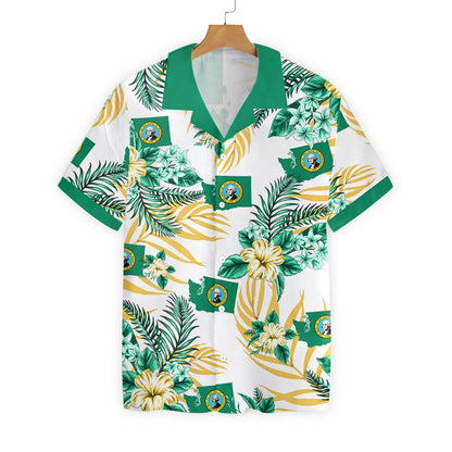Washington Proud On White Background Pattern Hawaiian Shirt, Hwaiian For Gift