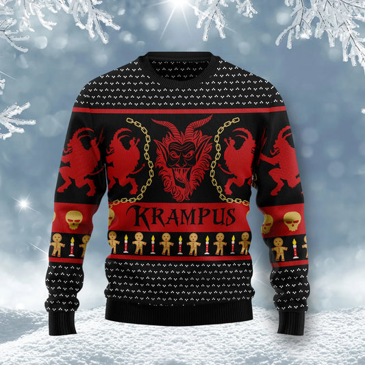 Krampus unisex womens & mens, couples matching, friends, funny family ugly christmas holiday sweater gifts, Christmas Ugly Sweater