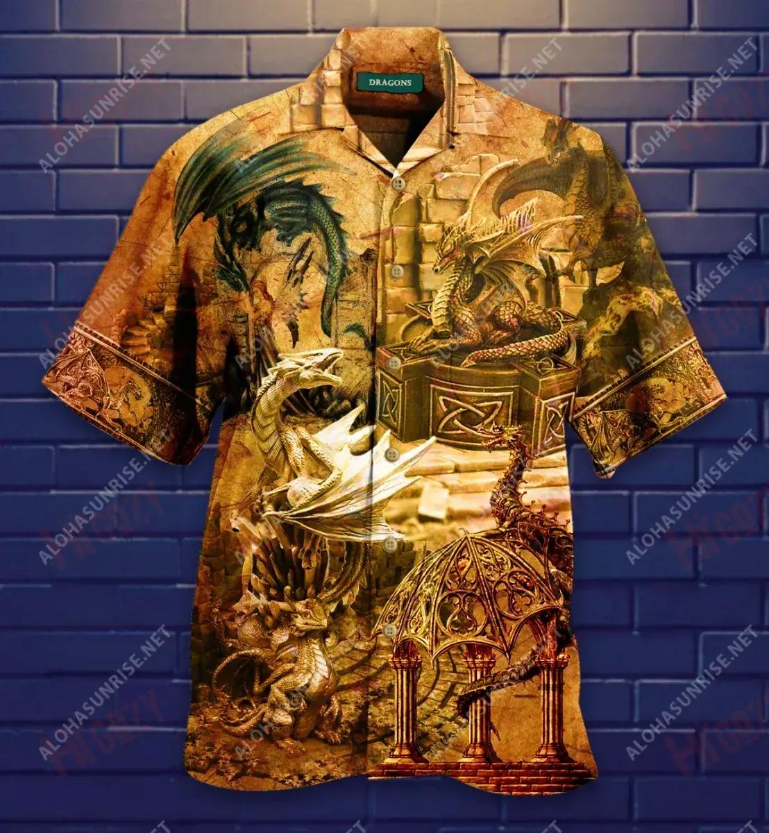 Every Castle Is Guarded By Dragons Short Hawaiian Shirt Vacation Short Sleeve Custom Hawaiian Shirts Hawaiian Shirt Pattern, Hawaiian Shirt Gift, Christmas Gift