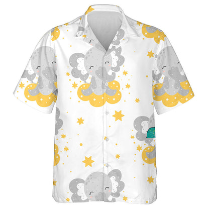 Baby Smiling Elephant Sitting On Cloud With Star Hawaiian Shirt, Hawaiian Shirt Gift, Christmas Gift