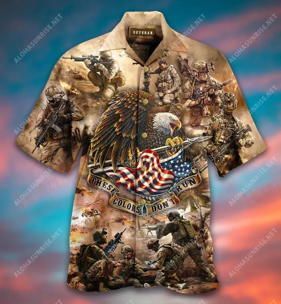 Veteran Eagle These Colors Don'T Run Short Short Sleeve Shirt Summer Hawaiian T Shirts Best Hawaiian Shirts Funny Hawaiian Shirts, Hawaiian Shirt Gift, Christmas Gift