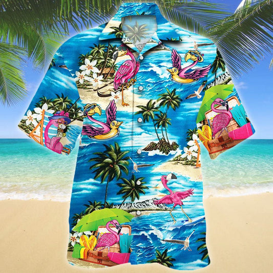Pretty Flamingo Lovers Beach Vibe Summer Vacation Pattern Hawaiian Shirt, Hawaiian Shirt Gift, Christmas Gift