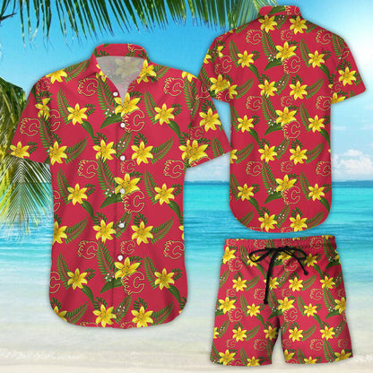 Calgary Flames Aloha Shirt Hawaiian Aloha Shirt Hawaiian Shorts Beach Short Shirt- Hawaiian Shirts -Hawaiian Shirt Gift, Christmas Gift