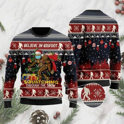 Believe In Bigfoot Ugly Christmas Sweater, Christmas Ugly Sweater,Christmas Gift,Gift Christmas 2022