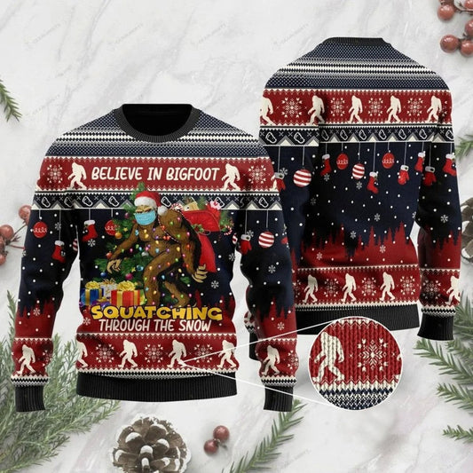 Believe In Bigfoot Ugly Christmas Sweater, Christmas Ugly Sweater,Christmas Gift,Gift Christmas 2022