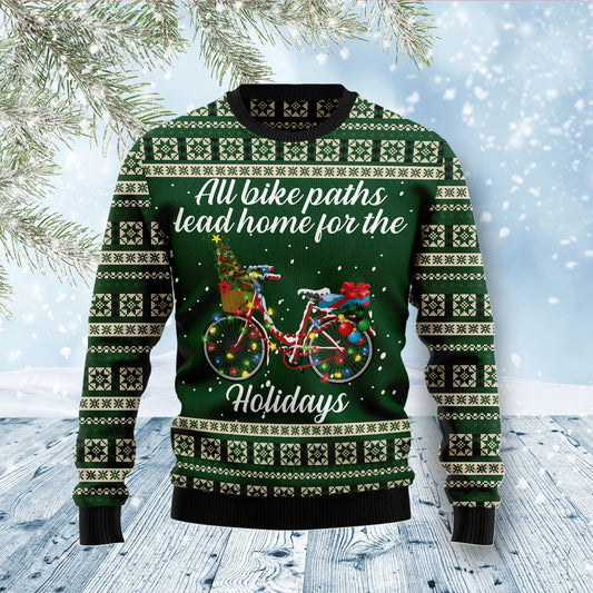 All Bike Paths Lead Home For The Holiday TG51022 Ugly Christmas Sweater,Christmas Ugly Sweater,Christmas Gift,Gift Christmas 2024