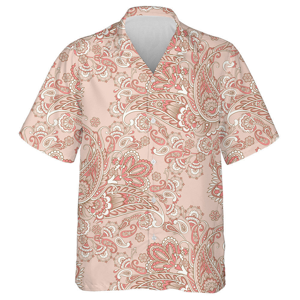 Fantastic Flower Leaves Paisley Vintage Pink Background Hawaiian Shirt, Hawaiian Shirt Gift, Christmas Gift
