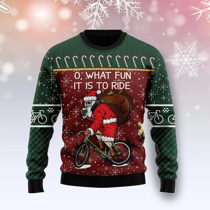 Santa Cycling Funny Christmas Sweater  For Men & Women  Adult , Christmas Gift,Gift Christmas 2024