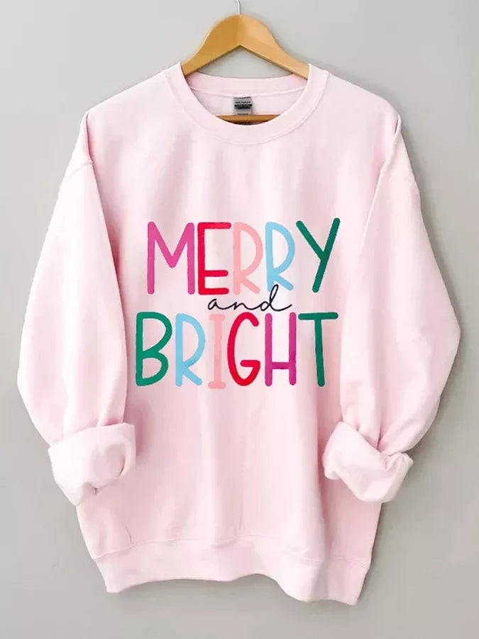 Merry And Bright Christmas Sweatshirt, Christmas Sweatshirt Cute, Christmas Winter Sweatshirt