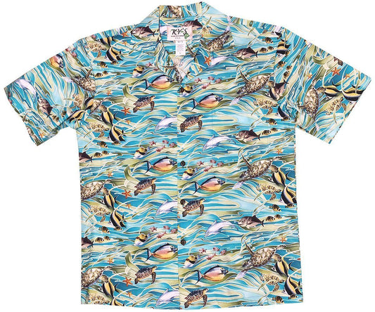 Tropicana Sea Life Blue Hawaiian Aloha Shirt Hawaiian Shorts Beach Short Sleeve, Hawaiian Shirt Gift, Christmas Gift