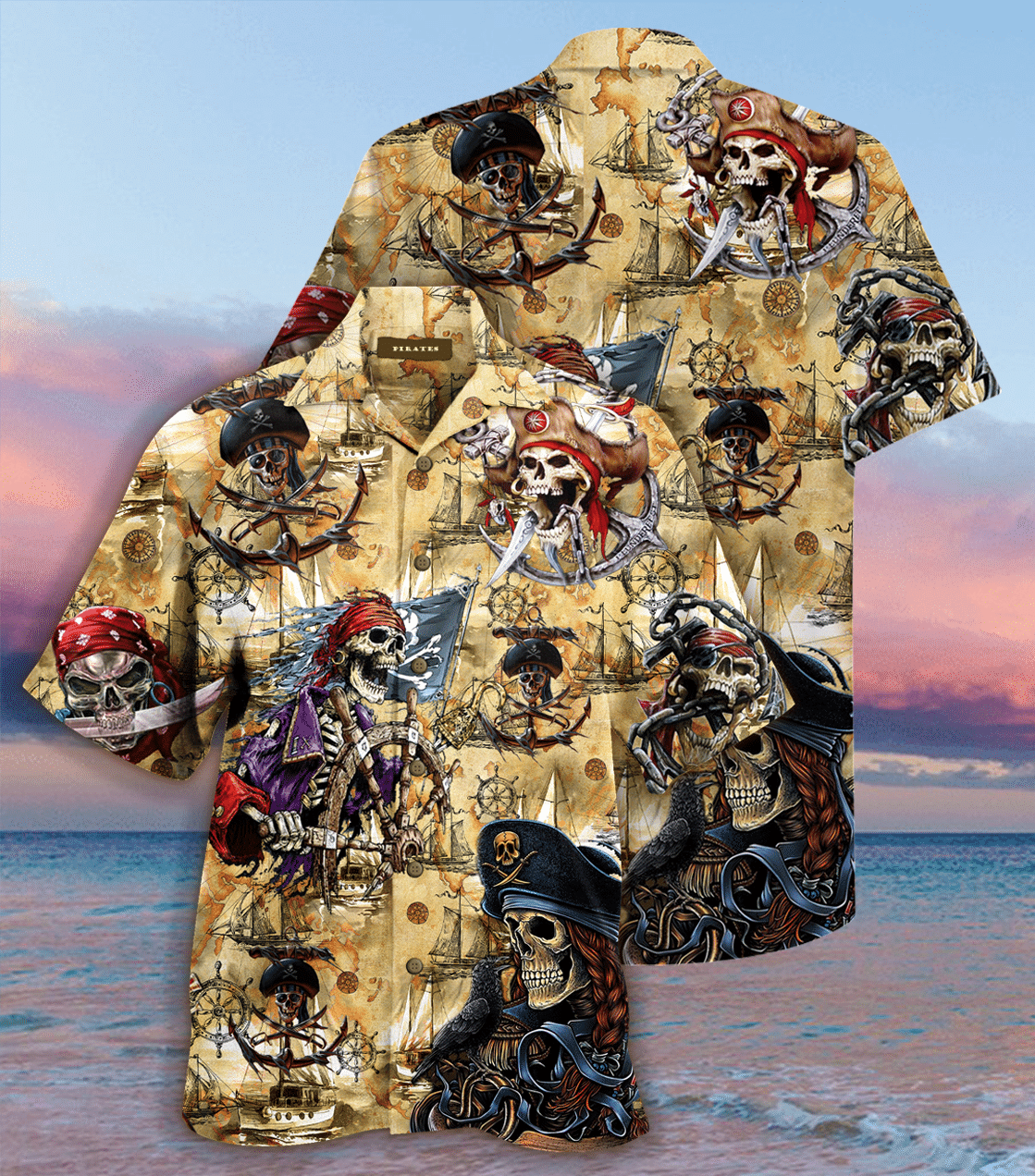 Find Amazing Pirate Skull Hawaiian Shirt_Hawaiian Shirt Gift, Christmas Gift