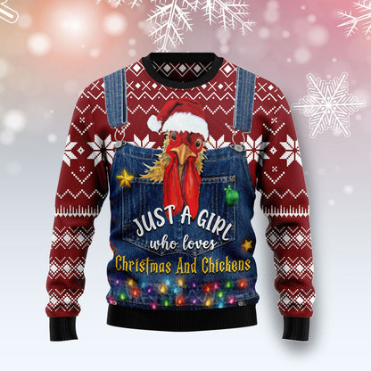Just A Girl Who Loves Christmas And Chickens Ugly Christmas Sweater,Christmas Ugly Sweater,Christmas Gift,Gift Christmas 2022