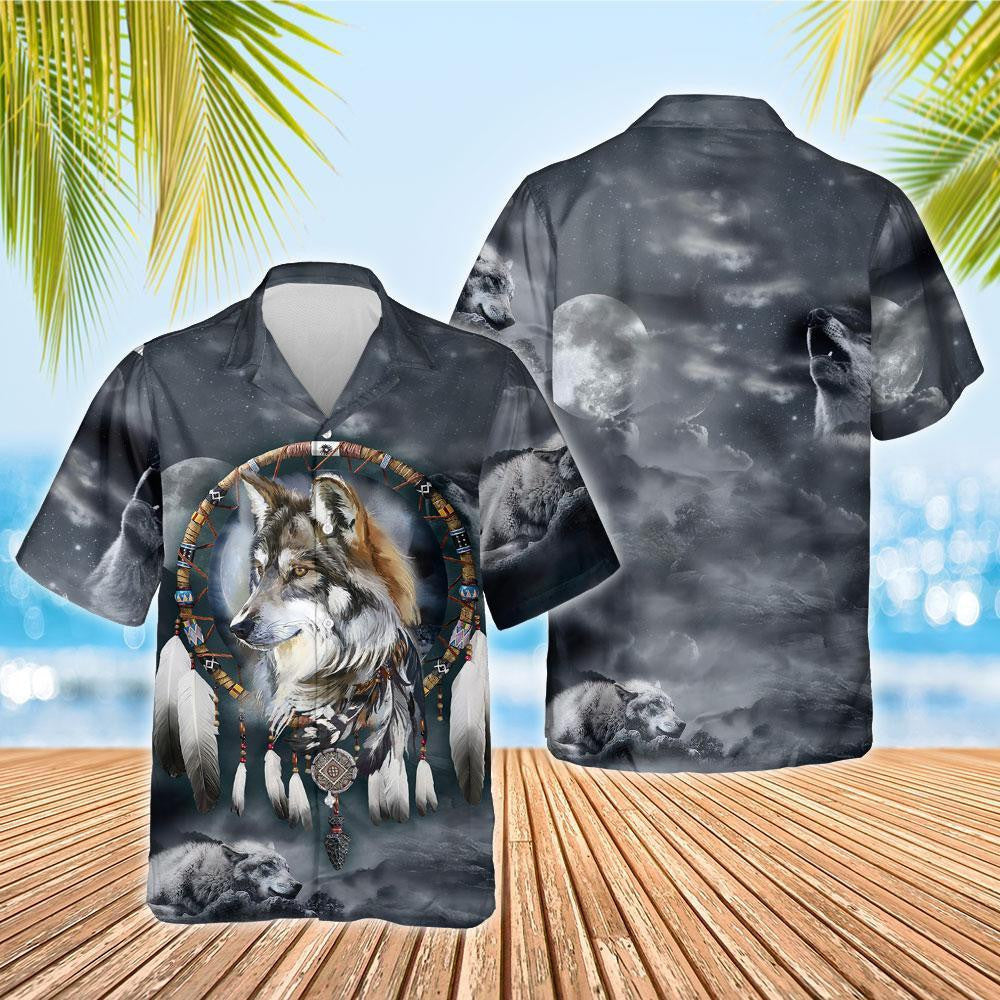 Vintage Dream Catcher Native Wolf Native American Hawaiian Shirt, Hawaiian Shirt Gift, Christmas Gift