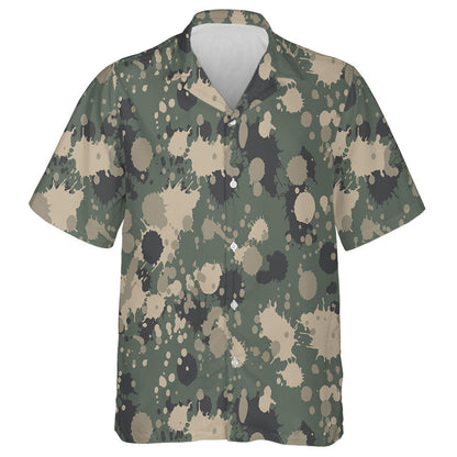 Splashed Colors Green And Gray Camouflage Pattern Hawaiian Shirt, Hawaiian Shirt Gift, Christmas Gift