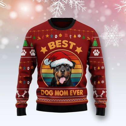 Rottweiler Best Dog Mom Ever Ugly Christmas Sweater, Weihnachtsgeschenk, Geschenk Weihnachten 2024