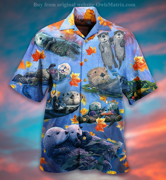 Otter Couple Love Happy - Hawaiian Shirt, Hawaiian Shirt Gift, Christmas Gift