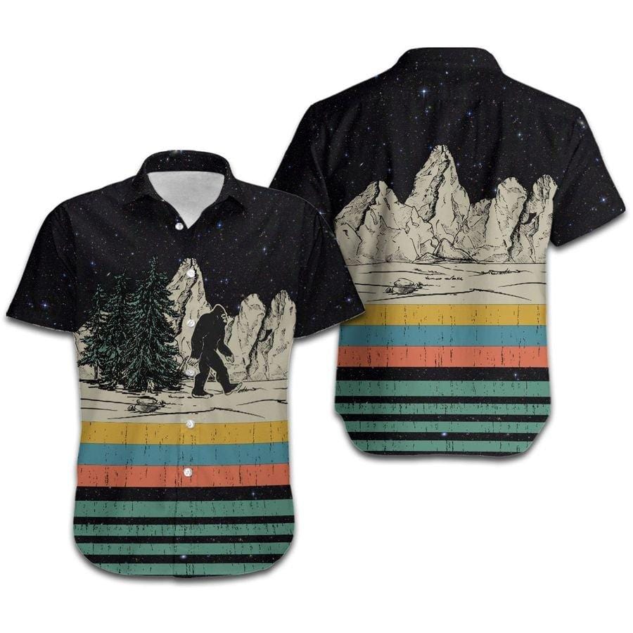 Hawaiian Aloha Shirts Bigfoot Retro Vintage, Hawaiian Shirt Gift, Christmas Gift