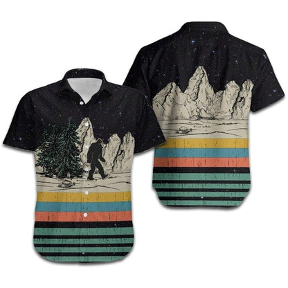 Hawaiian Aloha Shirts Bigfoot Retro Vintage, Hawaiian Shirt Gift, Christmas Gift