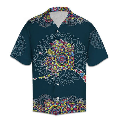 Awesome Map Of Alaska Mandala Flower Patchwork Pattern Hawaiian Shirt, Hawaiian Shirt Gift, Christmas Gift
