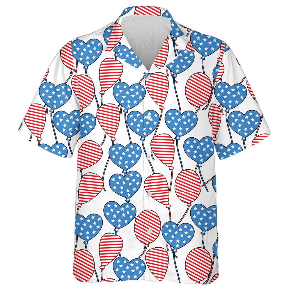 Floating Ballons In The Shape Of Heart And Circle Hawaiian Shirt, Hawaiian Shirt Gift, Christmas Gift