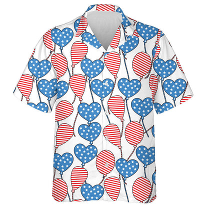 Floating Ballons In The Shape Of Heart And Circle Hawaiian Shirt, Hawaiian Shirt Gift, Christmas Gift